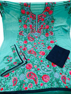 Stunning Blue Phulkari Georgette Suit Set with Hand Embroidery - Luxurion World