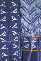 Chic Shibori Cotton Silk Suit Set: Blue, Unstitched Elegance - Luxurion World