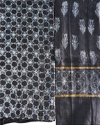 Stylish Black Shibori Cotton Silk Suit Set: Elegant and Chic Two Piece Ensemble - Luxurion World