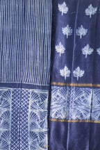 Chic Shibori Cotton Silk Suit Set: Unstitched Elegance in Stylish Blue - Luxurion World
