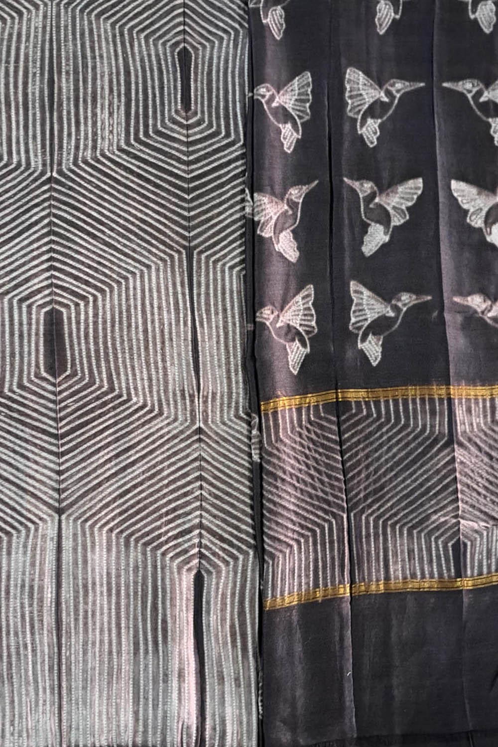 Elegant Black Shibori Cotton Silk Suit Set: Versatile Fashion Ensemble - Luxurion World