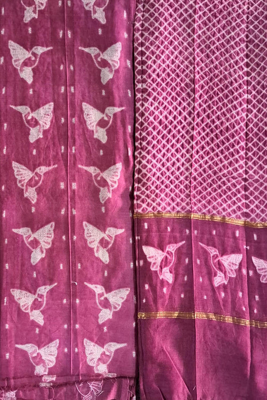 Elegant Pink Shibori Cotton Silk Suit Set: Stylish Ethnic Attire