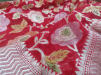 Red Handloom Banarasi Brush Dye Pure Georgette Dupatta - Luxurion World