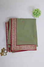 Grey Trendy Georgette Heavy Lace Saree With Trendy Blouse - Luxurion World
