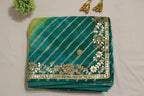 Green Leheriya With Gota Patti Work Pure Organza Saree - Luxurion World