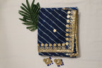 Blue Leheriya With Gota Patti Work Pure Organza Saree - Luxurion World