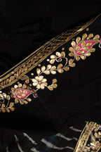 Black Leheriya With Gota Patti Work Pure Organza Saree - Luxurion World