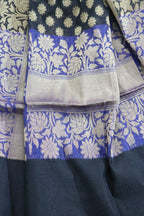 Black Handloom Banarasi Silk Cotton Dupatta - Luxurion World