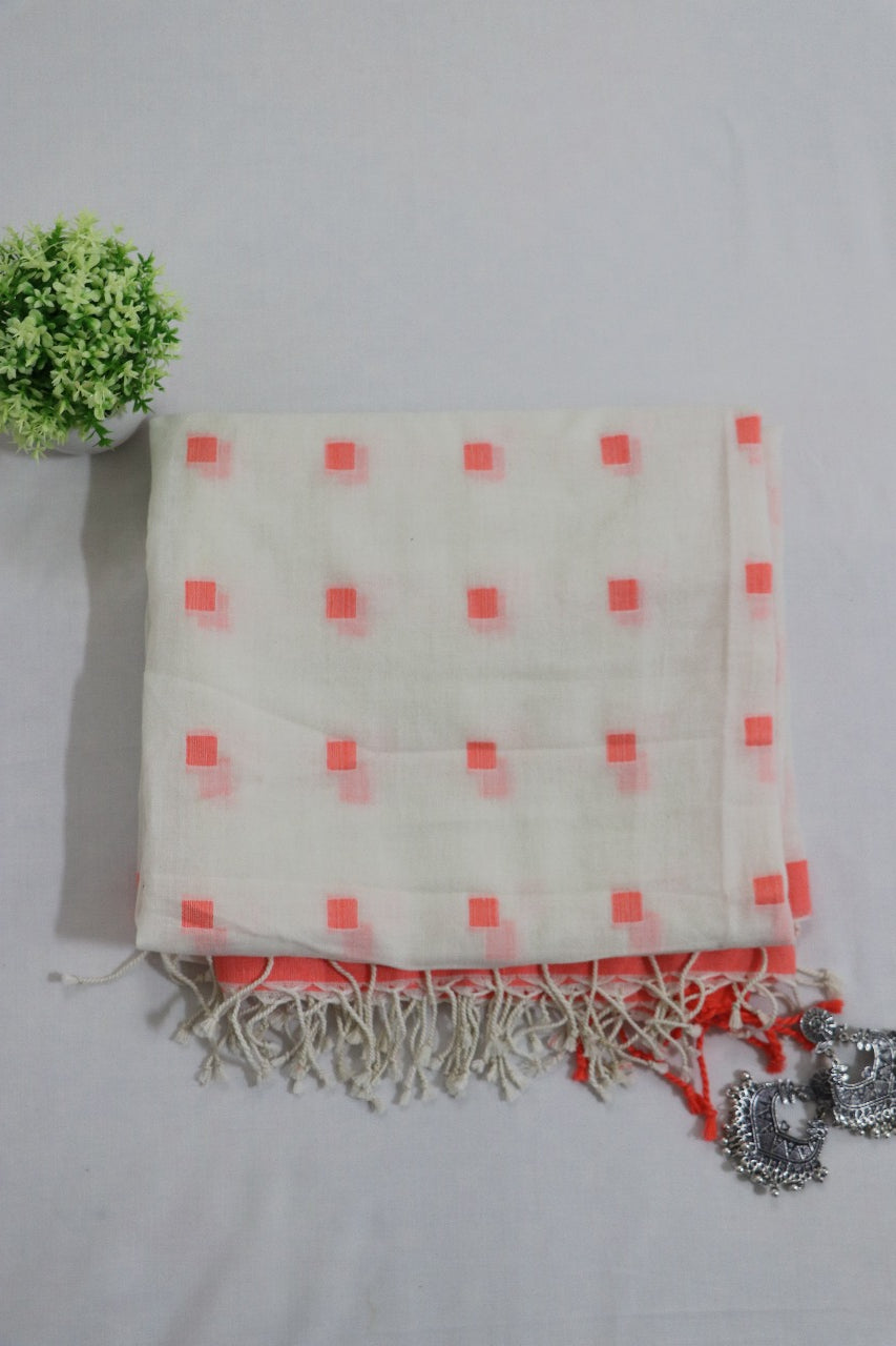 Off White Cotton Jamdani Dupatta - Luxurion World