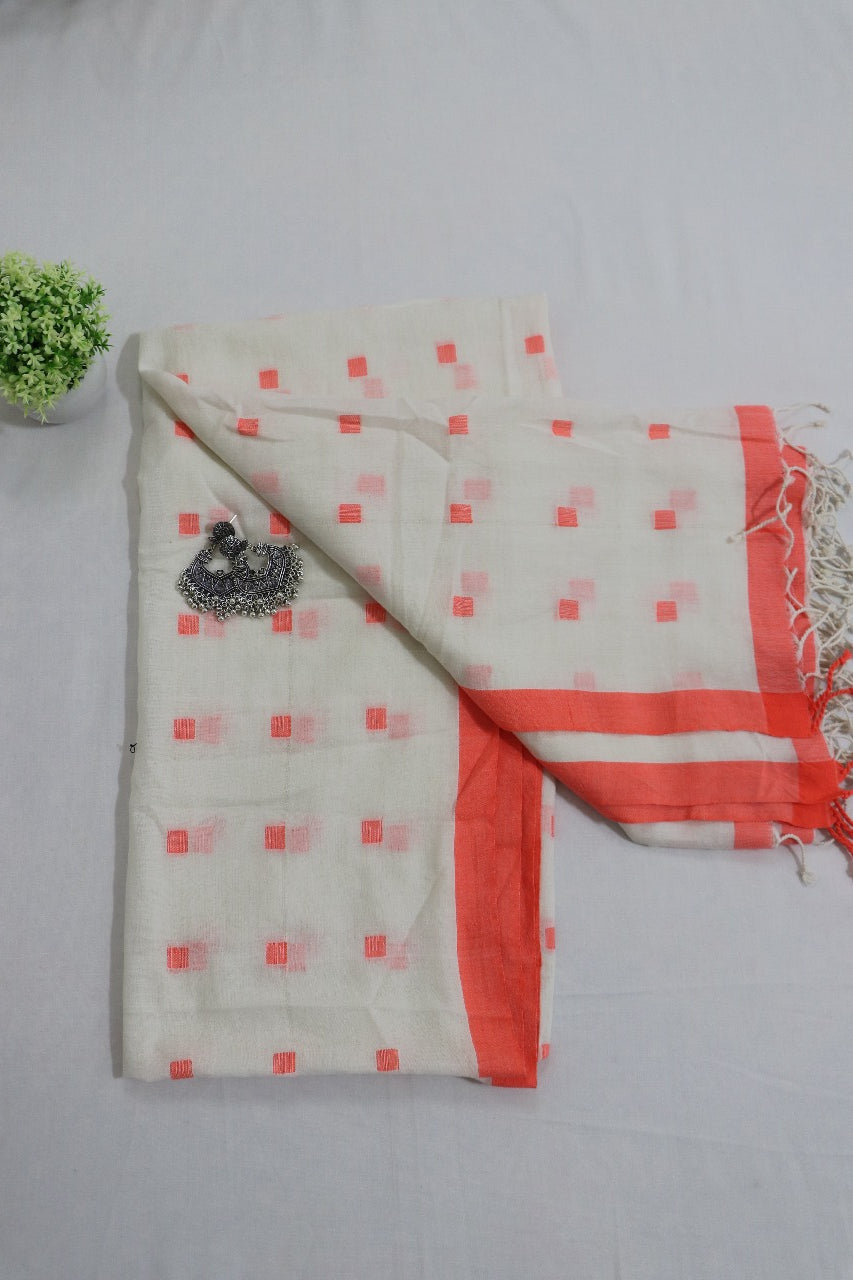 Off White Cotton Jamdani Dupatta - Luxurion World