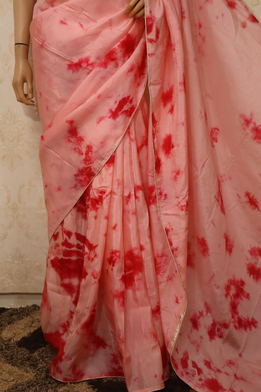 Pink Trendy Uppada Silk Tie And Dye Print Saree - Luxurion World