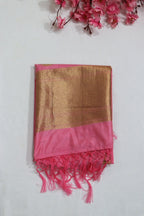 Pink Handloom Banarasi Silk Dupatta - Luxurion World