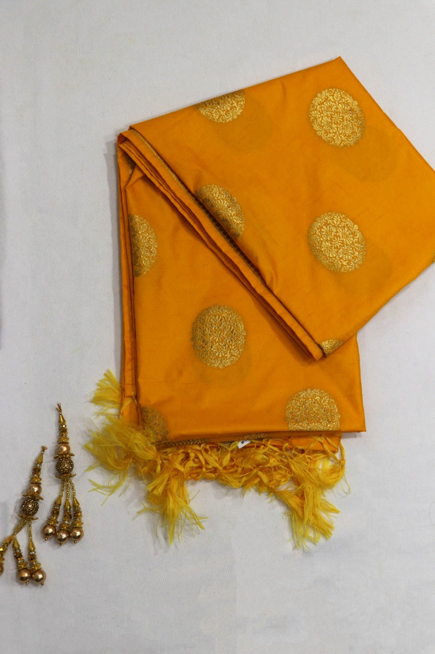 Yellow Handloom Banarasi Silk Dupatta - Luxurion World