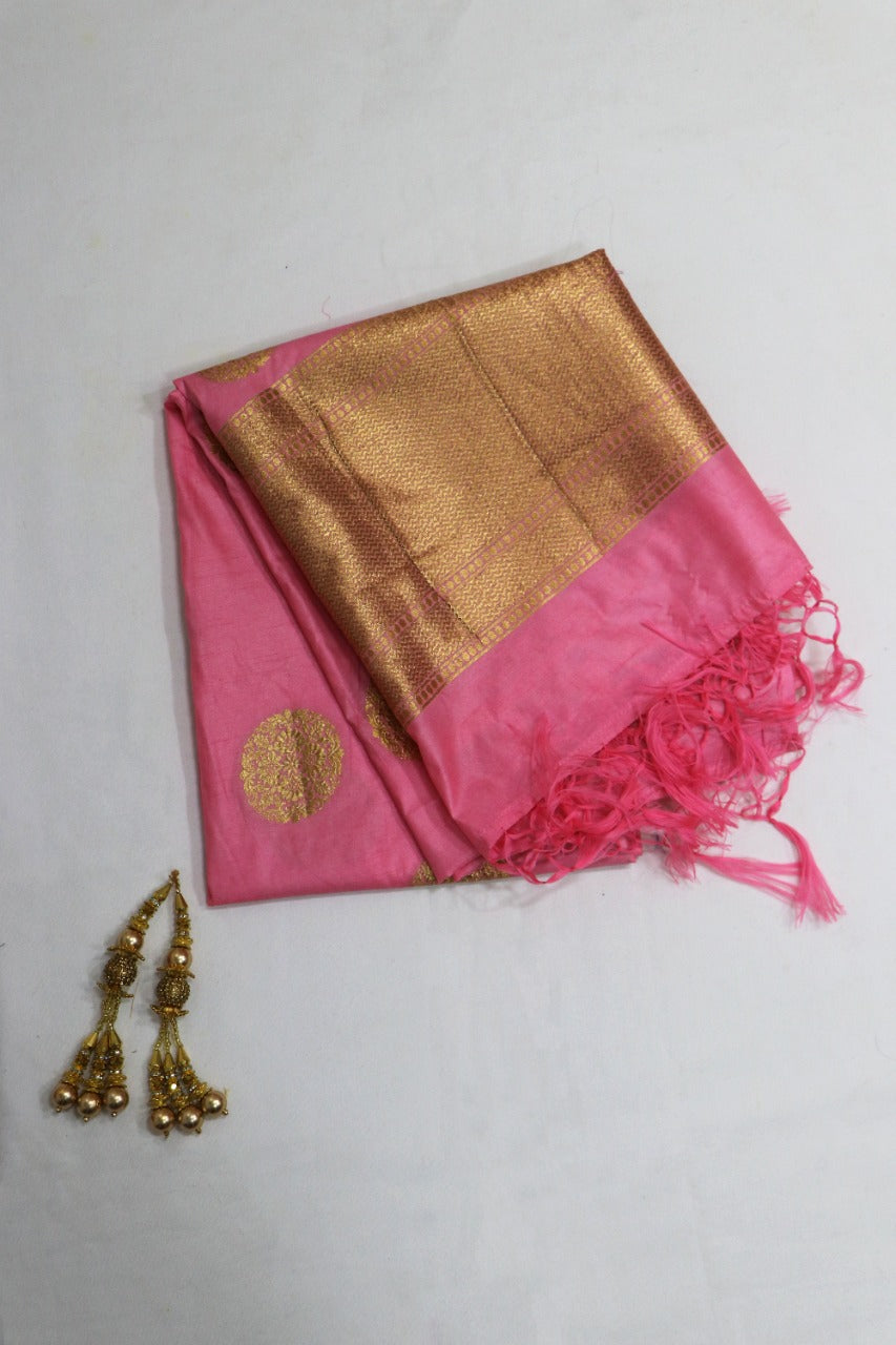 Pink Handloom Banarasi Silk Dupatta - Luxurion World