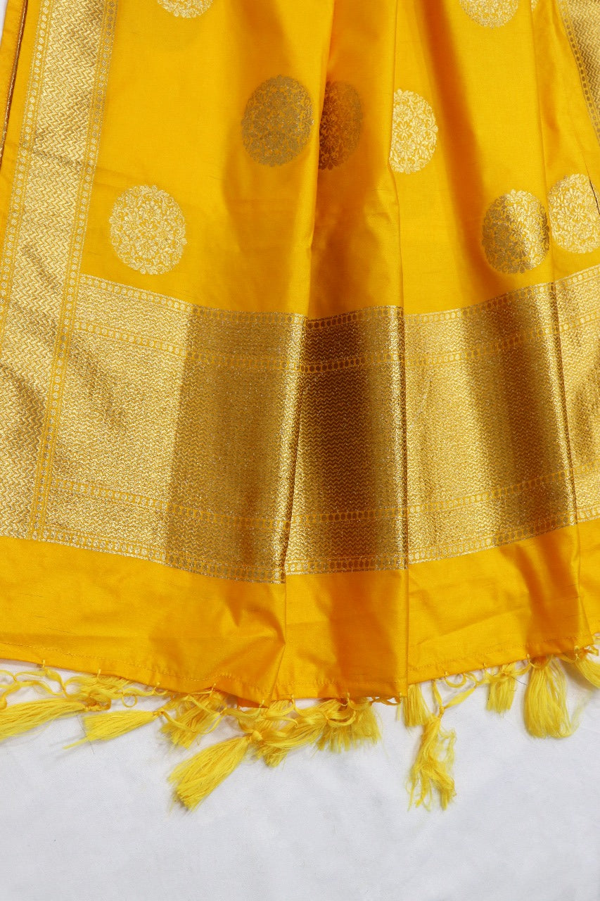 Yellow Handloom Banarasi Silk Dupatta - Luxurion World