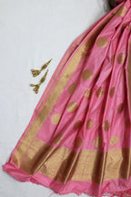 Pink Handloom Banarasi Silk Dupatta - Luxurion World
