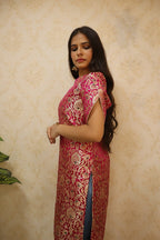 Pink Kim Khwab Silk Suit Set - Luxurion World