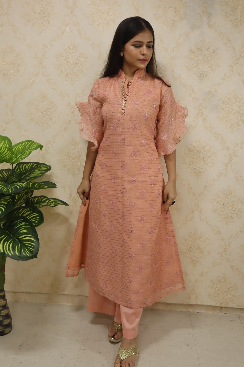 Pastel Kota Silk Two Piece Suit Set - Luxurion World