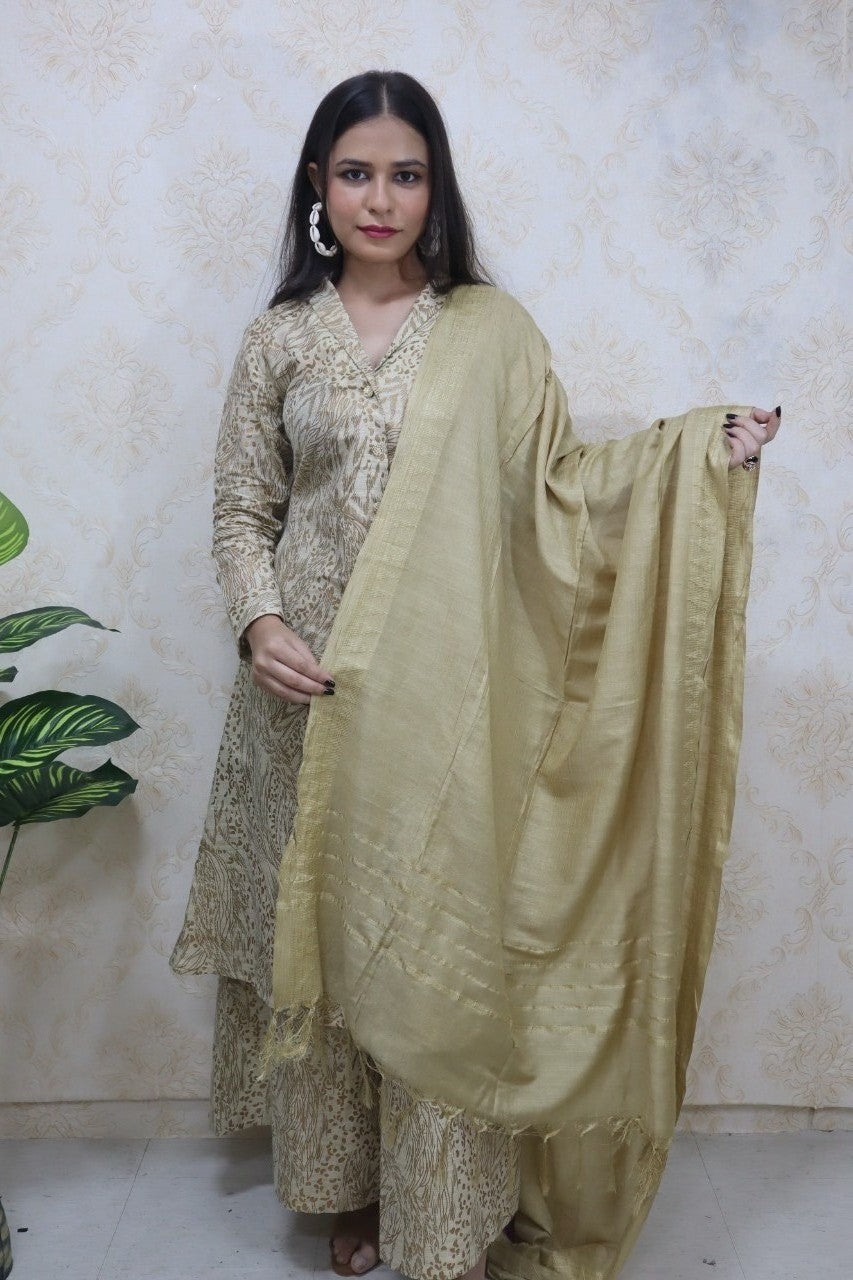 Pastel Notch Collor Kurti With A - Line Palazzo - Luxurion World