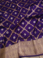 Purple Handloom Banarasi Pure Katan Silk Saree - Luxurion World