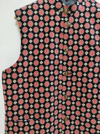 Black Digital Printed Velvet Nehru Jacket - Luxurion World