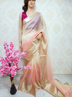 Pastel Handloom Banarasi Kota Kora Silk Saree - Luxurion World