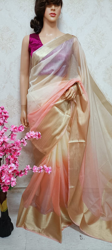 Pastel Handloom Banarasi Kota Kora Silk Saree - Luxurion World