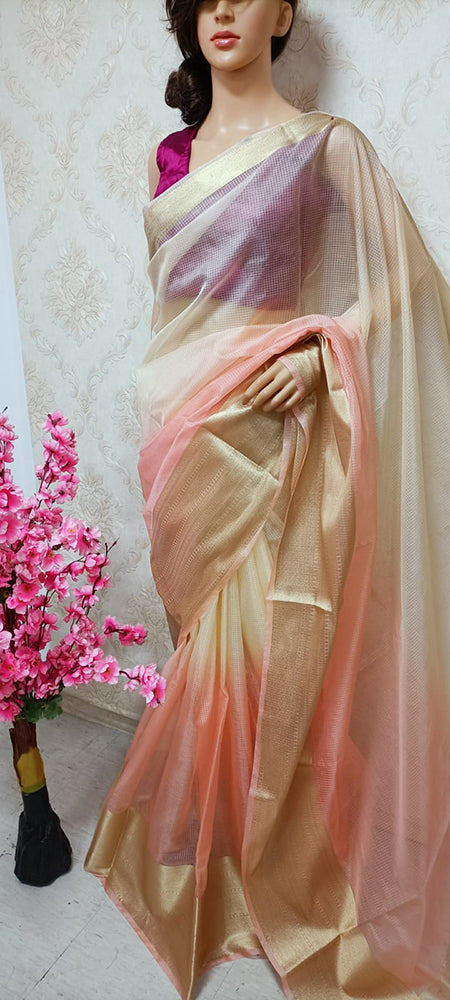 Pastel Handloom Banarasi Kota Kora Silk Saree - Luxurion World