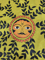 Yellow Hand Painted Pure Silk Blouse Fabric (1 Mtr) - Luxurion World