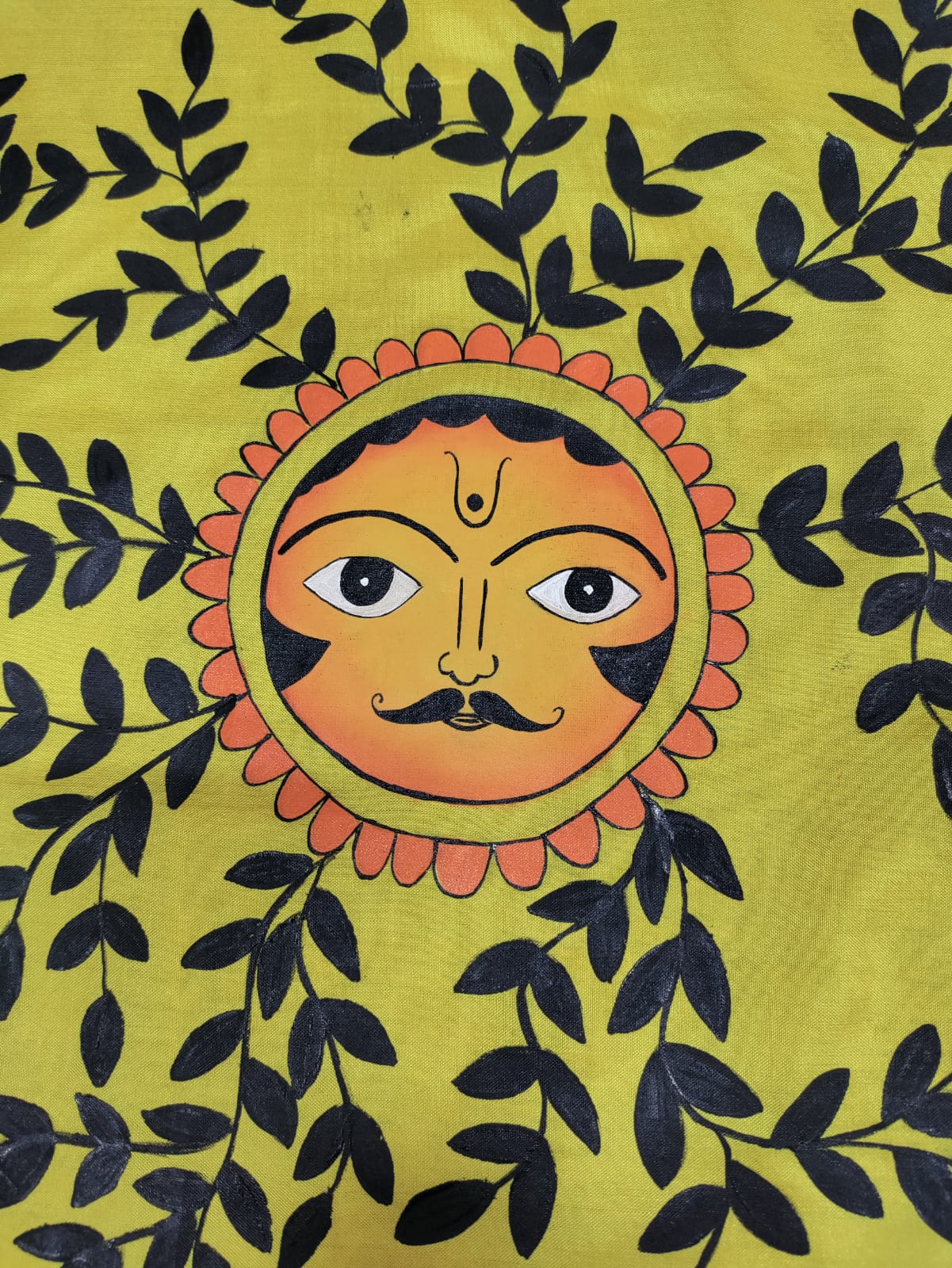 Yellow Hand Painted Pure Silk Blouse Fabric (1 Mtr) - Luxurion World
