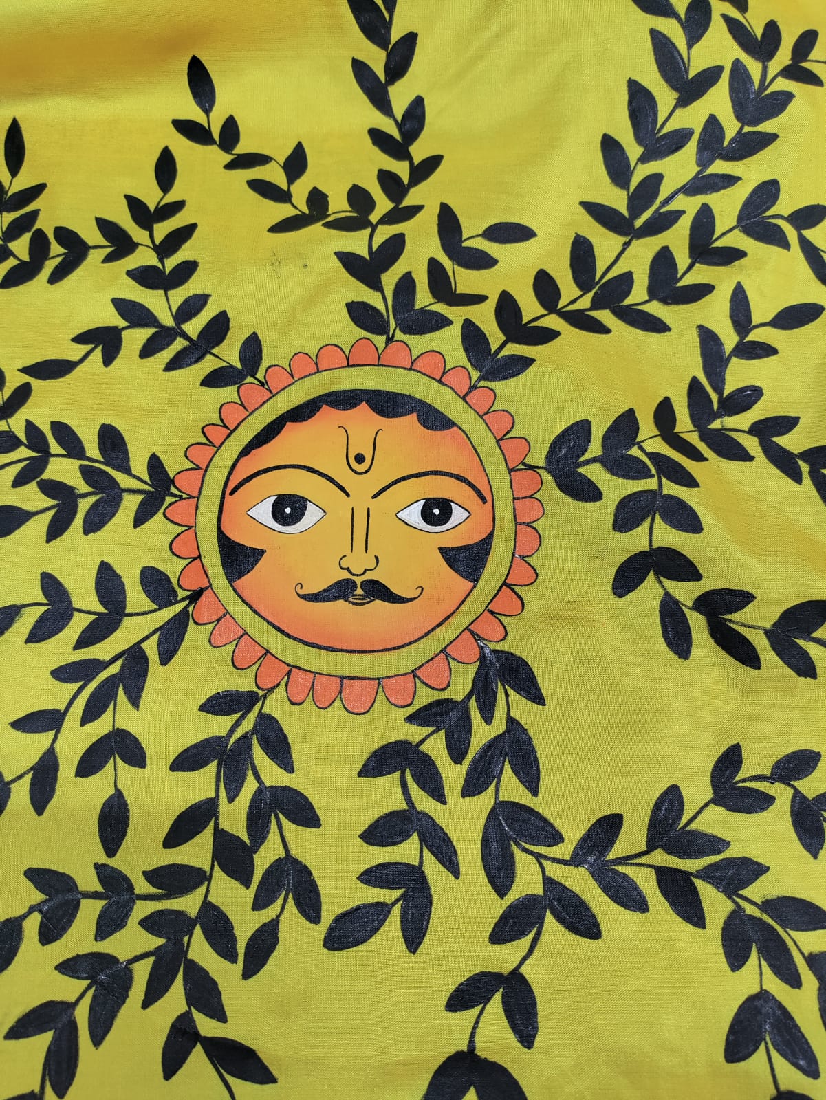 Yellow Hand Painted Pure Silk Blouse Fabric (1 Mtr) - Luxurion World