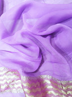 Purple Handloom Banarasi Pure Georgette Brush Dye Saree - Luxurion World