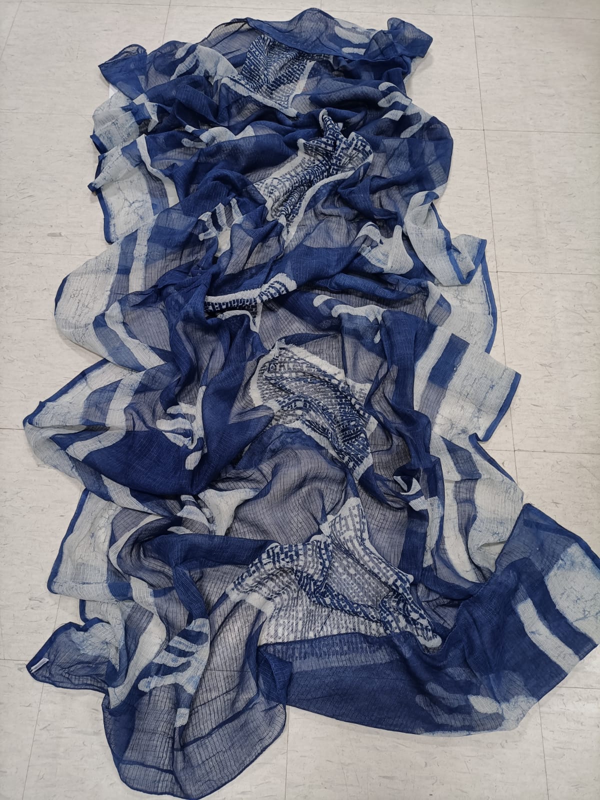 Blue Block Printed Kota Dupatta - Luxurion World