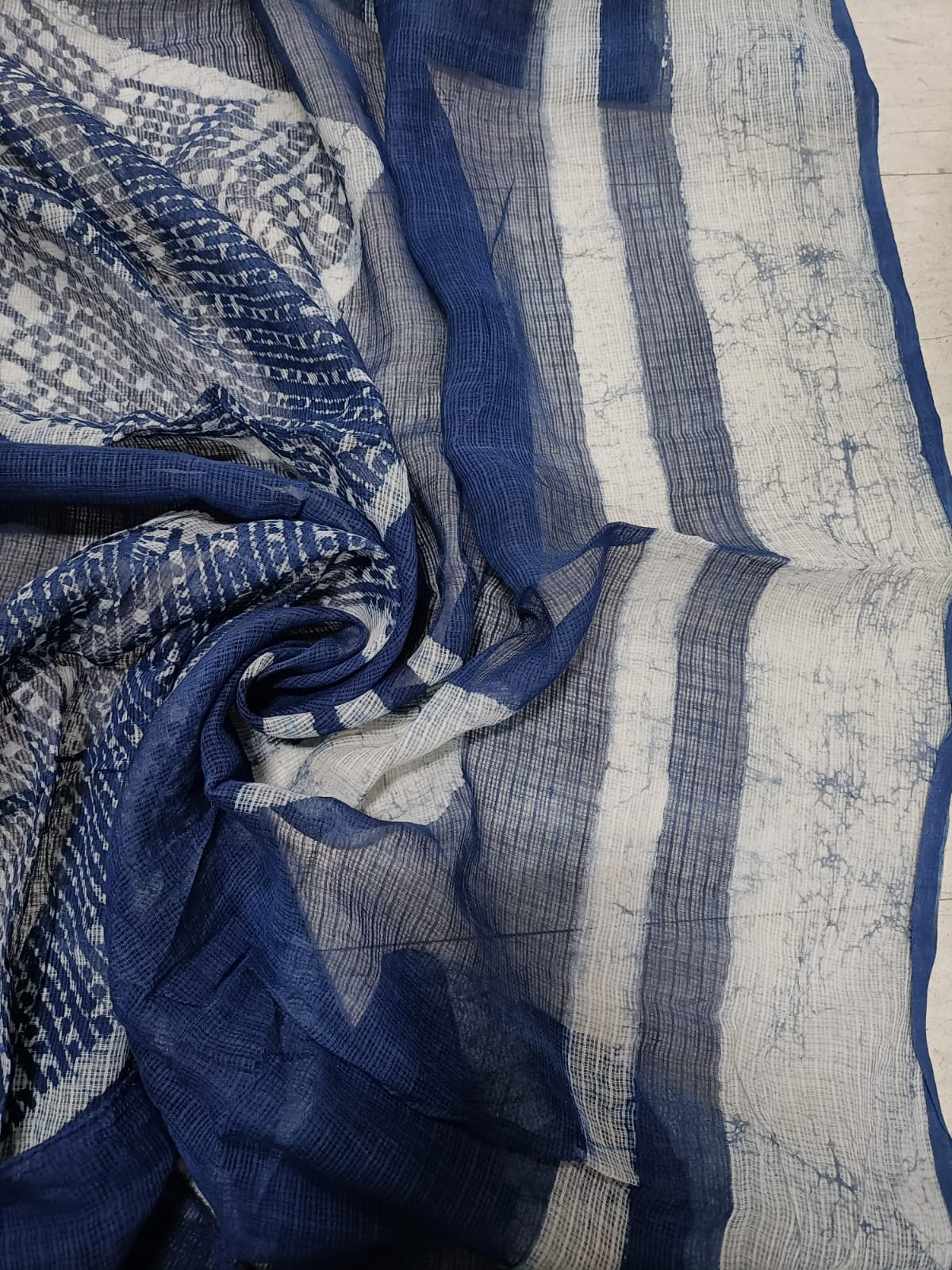 Blue Block Printed Kota Dupatta - Luxurion World