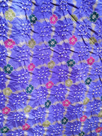 Blue Checks Bandhani Silk Meenakari Dupatta - Luxurion World
