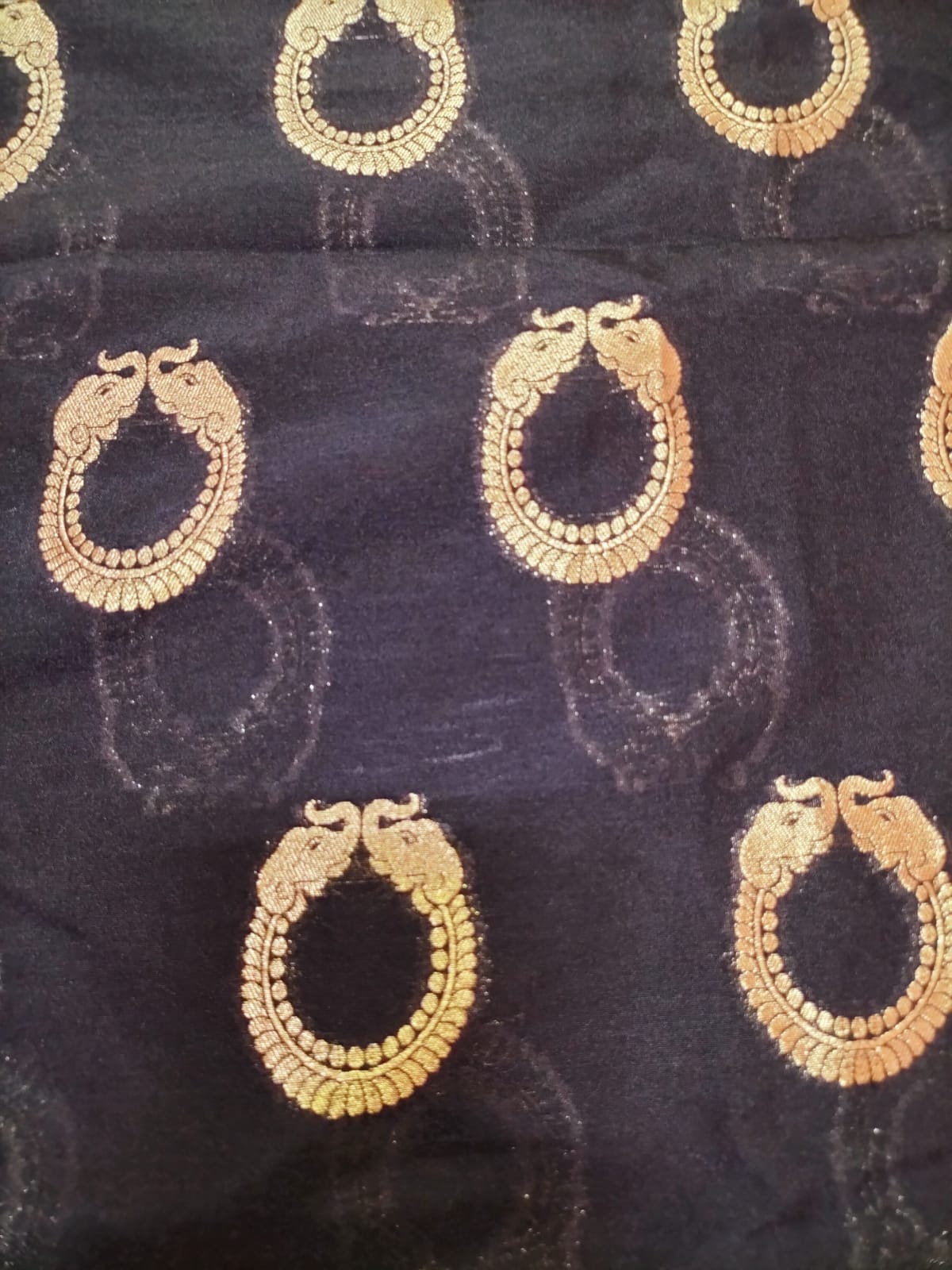 Black Banarasi Silk Fabric ( 1Mtr) - Luxurion World