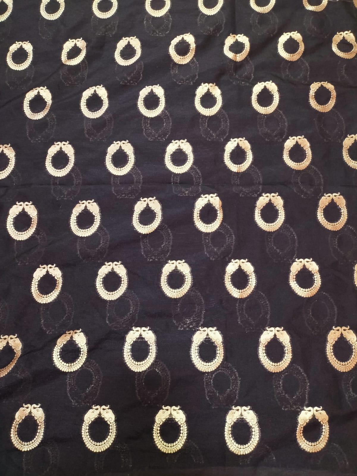 Black Banarasi Silk Fabric ( 1Mtr) - Luxurion World