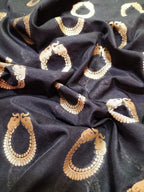 Black Banarasi Silk Fabric ( 1Mtr) - Luxurion World