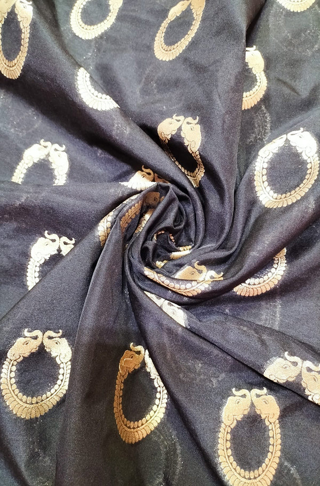 Black Banarasi Silk Fabric ( 1Mtr) - Luxurion World
