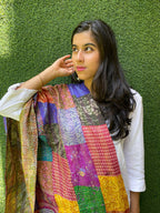 Multicolor Hand Embroidered Kantha Silk Stole - Luxurion World