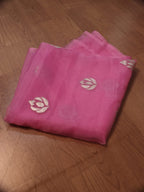 Pink Hand Painted Organza Silk Banarasi Boota Silver Design Fabric (1 Mtr) - Luxurion World