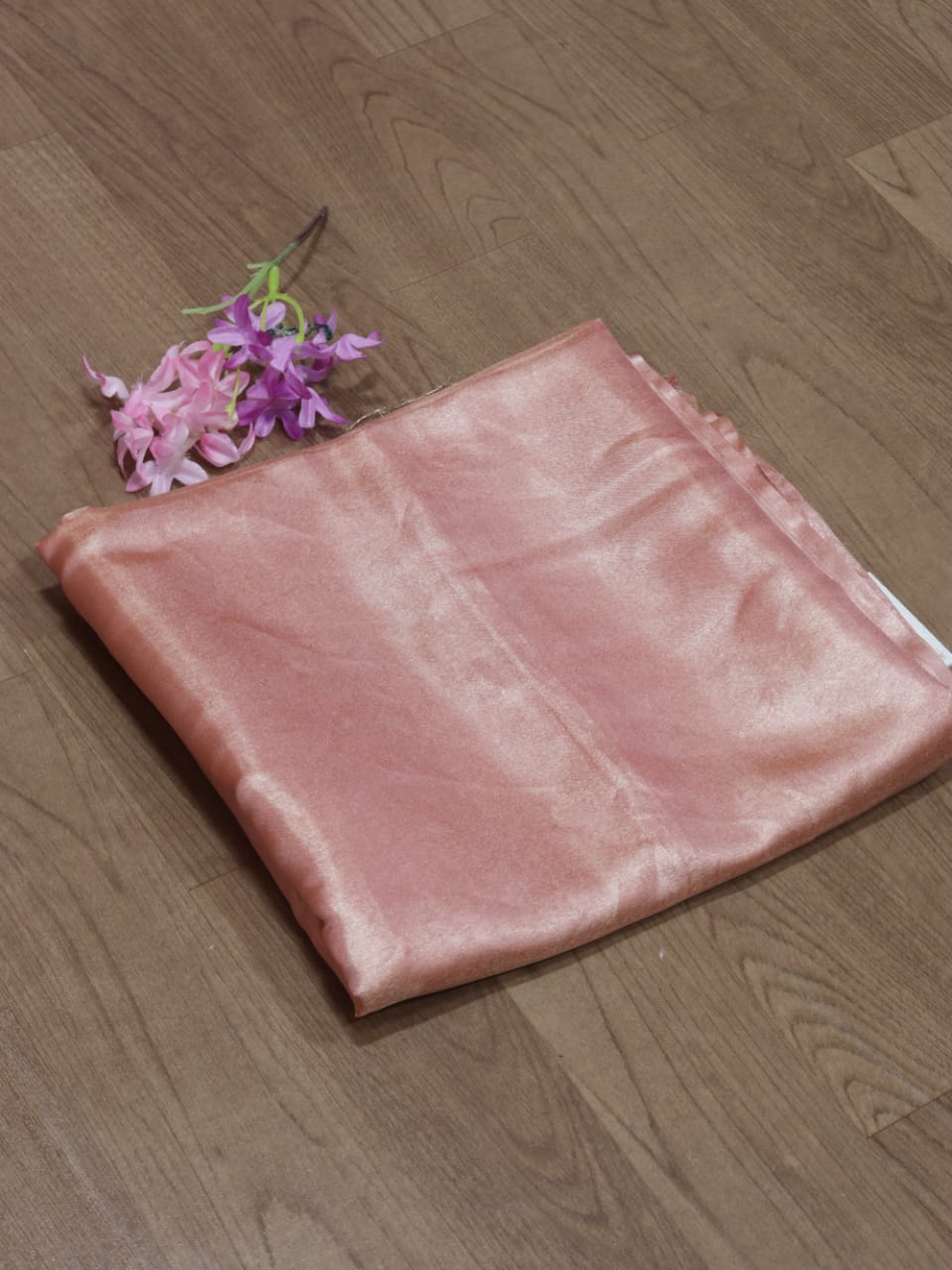 Pink Plain Soft Tissue Katan Silk Fabric ( 1 mtr)