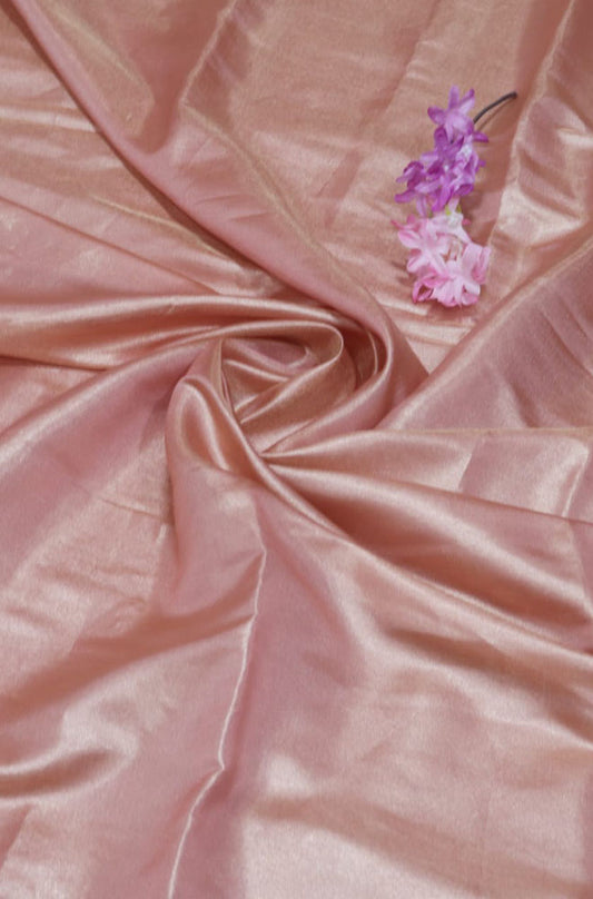 Pink Plain Soft Tissue Katan Silk Fabric ( 1 mtr) - Luxurion World