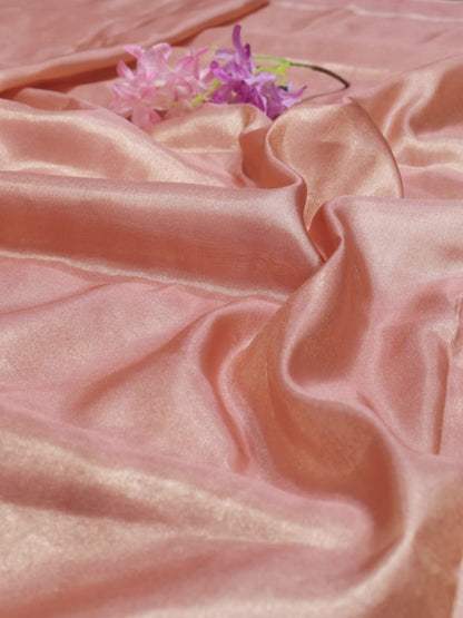 Pink Plain Soft Tissue Katan Silk Fabric ( 1 mtr)