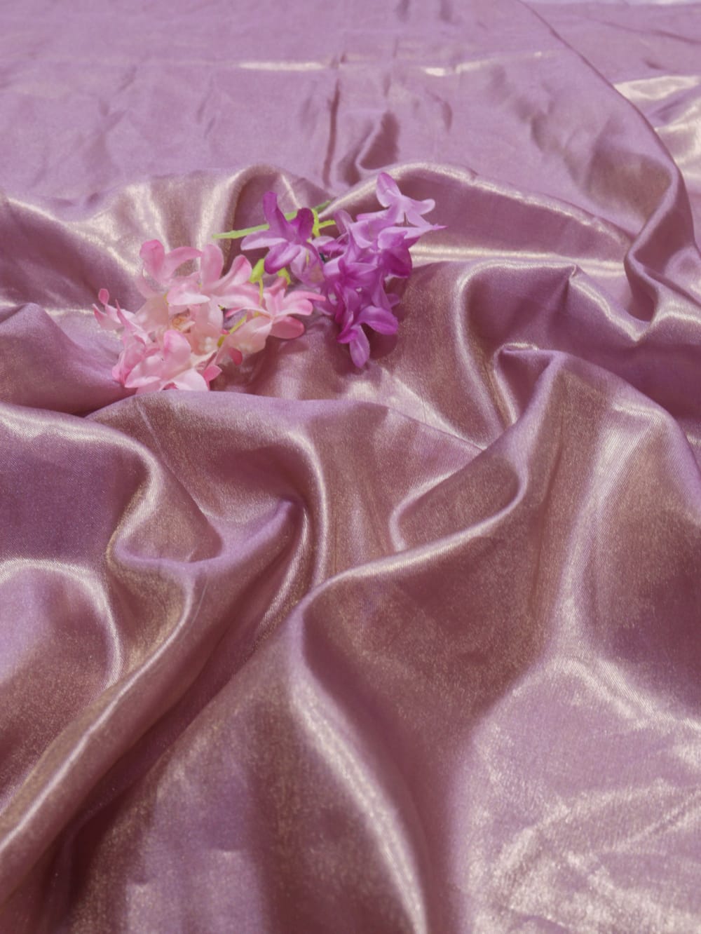 Purple Plain Soft Tissue Katan Silk Fabric ( 1 mtr)