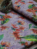 Multicolor Embroidered Chikankari Cotton Fabric (1 Mtr) - Luxurion World