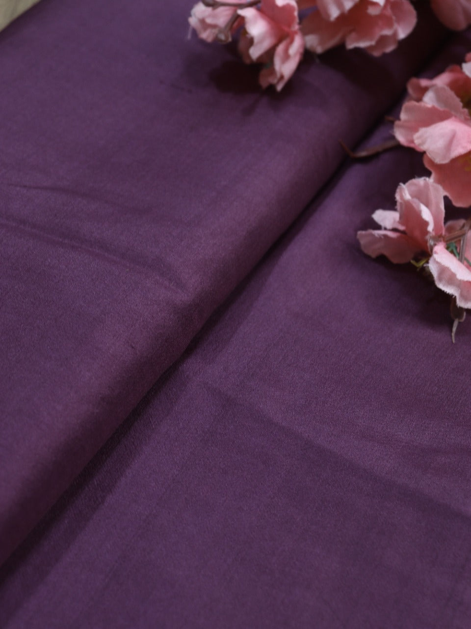 Purple Plain Pure Silk Fabric ( 2.5 Mtr ) - Luxurion World