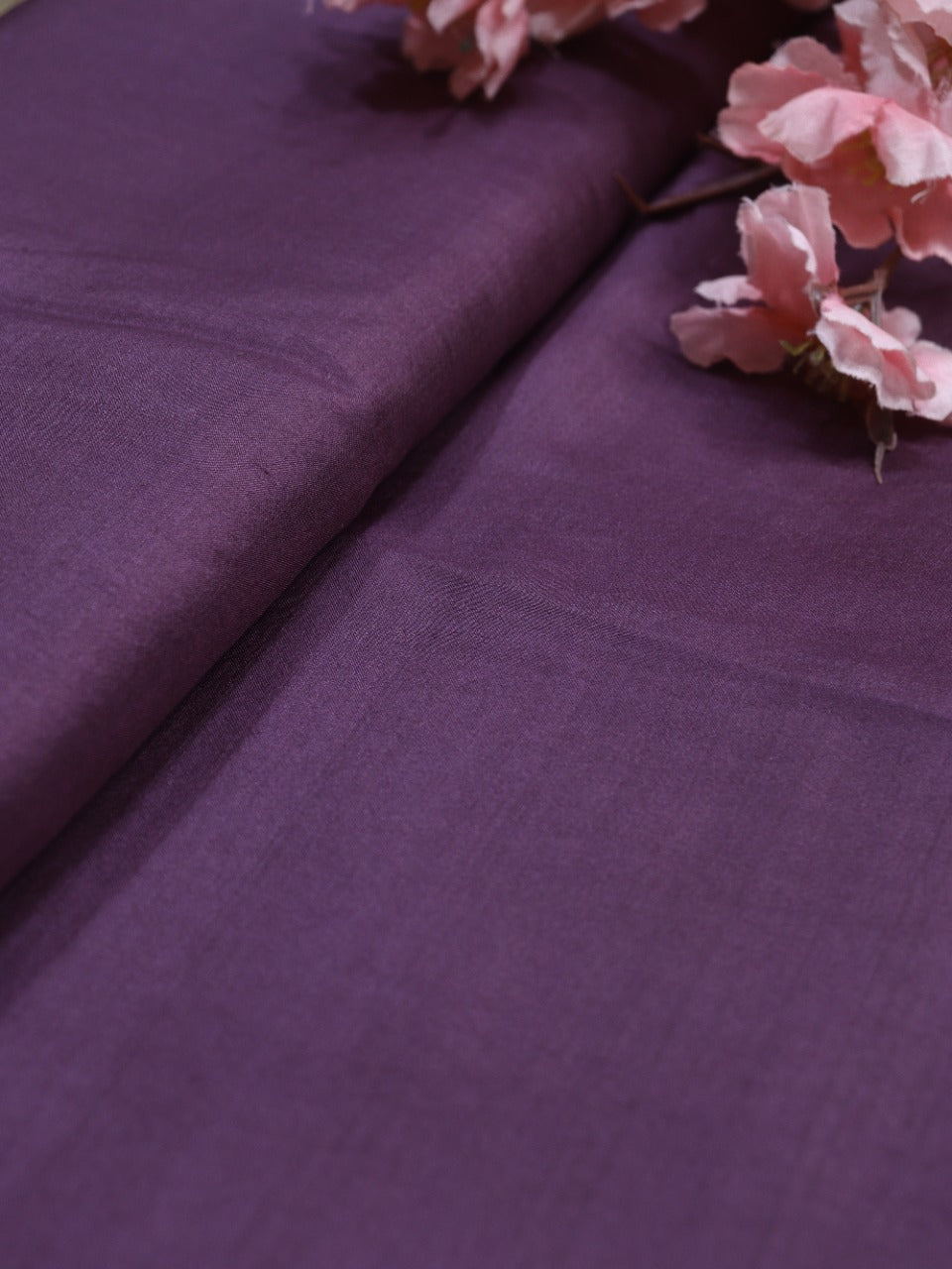 Purple Plain Pure Silk Fabric ( 2.5 Mtr ) - Luxurion World