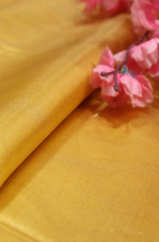 Yellow Plain Soft Tissue Katan Silk Fabric ( 1 Mtr ) - Luxurion World