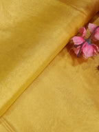 Yellow Plain Soft Tissue Katan Silk Fabric ( 1 Mtr ) - Luxurion World